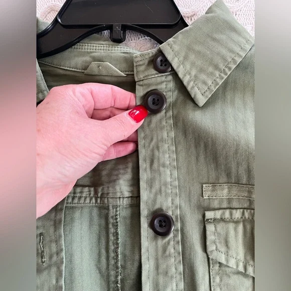 GAP Olive Green Cotton Women's Long Sleeve Jacket Size Medium - Picture 15 of 16